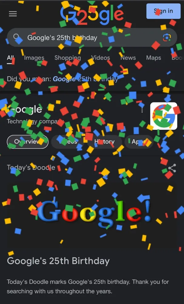 Google’ın 25. yılı doodle oldu